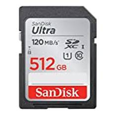 SanDisk 512 GB Ultra SDXC-kort upp till 120 MB/s UHS-I Klass 10 U1