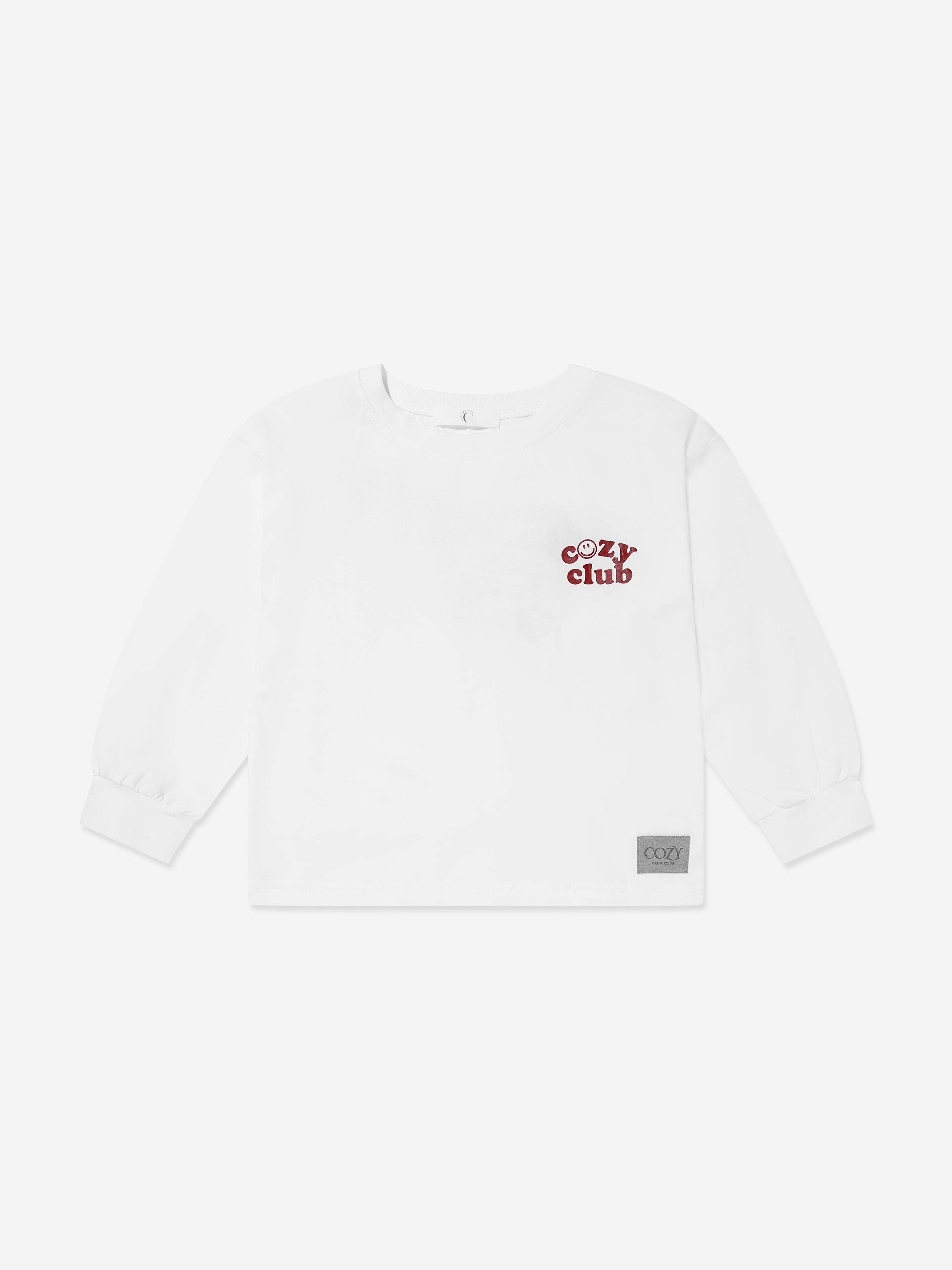 Cozy Crew Club Kids Mummy & Daddy Are My Fav Cozy Long Sleeve T-Shirt in White - White / 3 - 4 Yrs (3 - 4 Yrs)