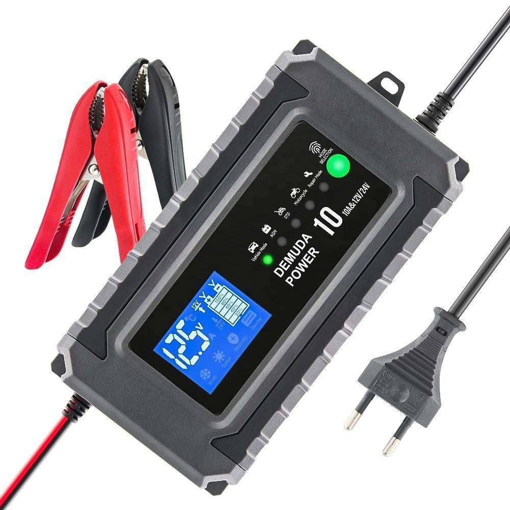 Automatisk batteriladdare 12V/24V DC10 – EU-kontakt, pulsladdning & reparationsläge för blybatterier 4–150Ah