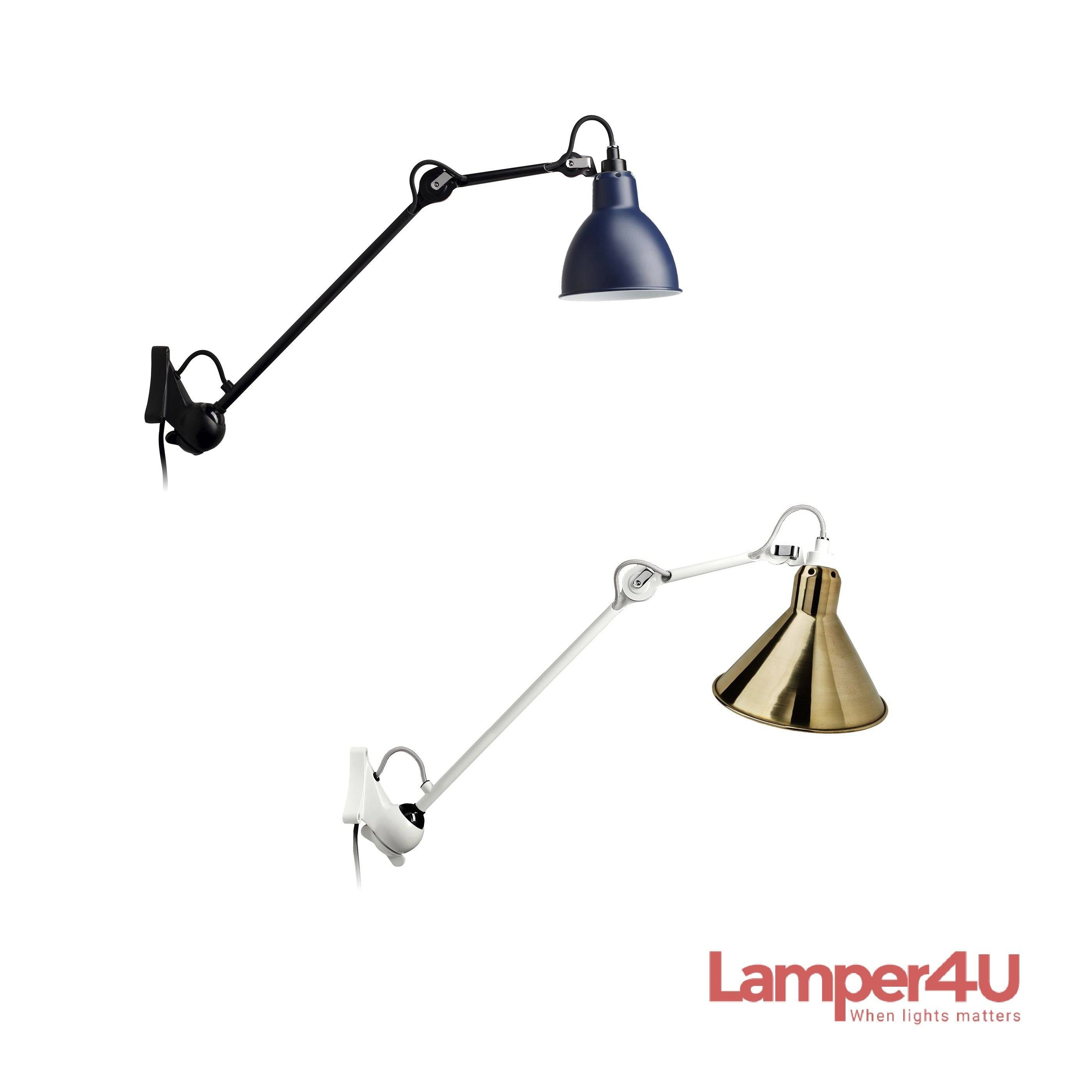 Lampe Gras No. 222 væglampe - Sort/sort / kobber / Conisk