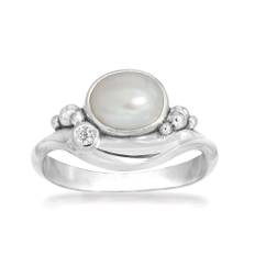 Rabinovich - Sølv ring med hvid perle - Pleasant Pearl - størrelse 55