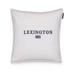 Lexington Logo Organic Cotton Velvet Kuddfodral 50x50 Vit - White / Navy (50x50)
