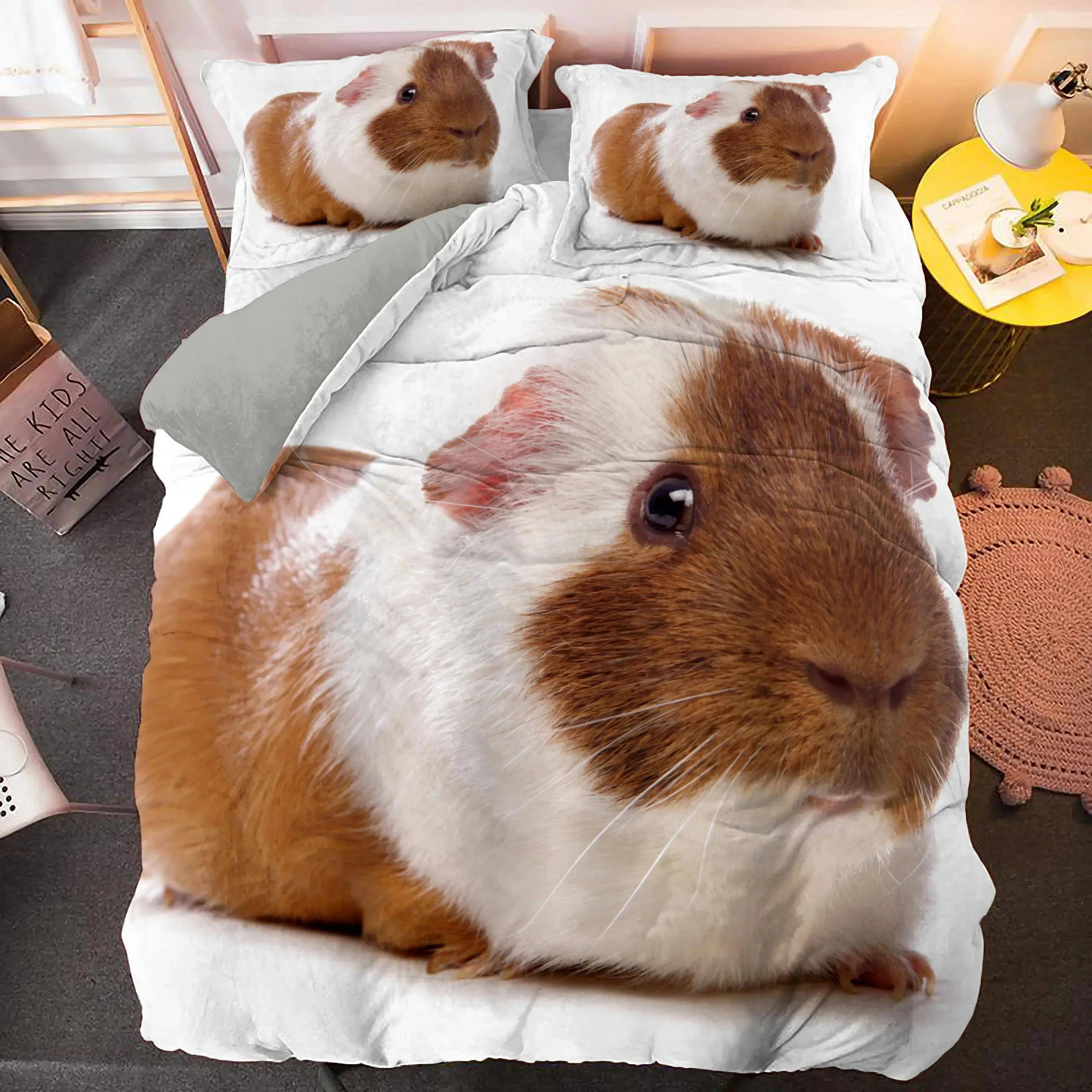 Marsvins Sängkläder Set Söt Mus 3D Påslakan Djur Täcke Överdrag för Barn Pojkar Flickor Tonåring Mjuk Twin Polyester Quilt Överdrag AU Double(180x210cm)