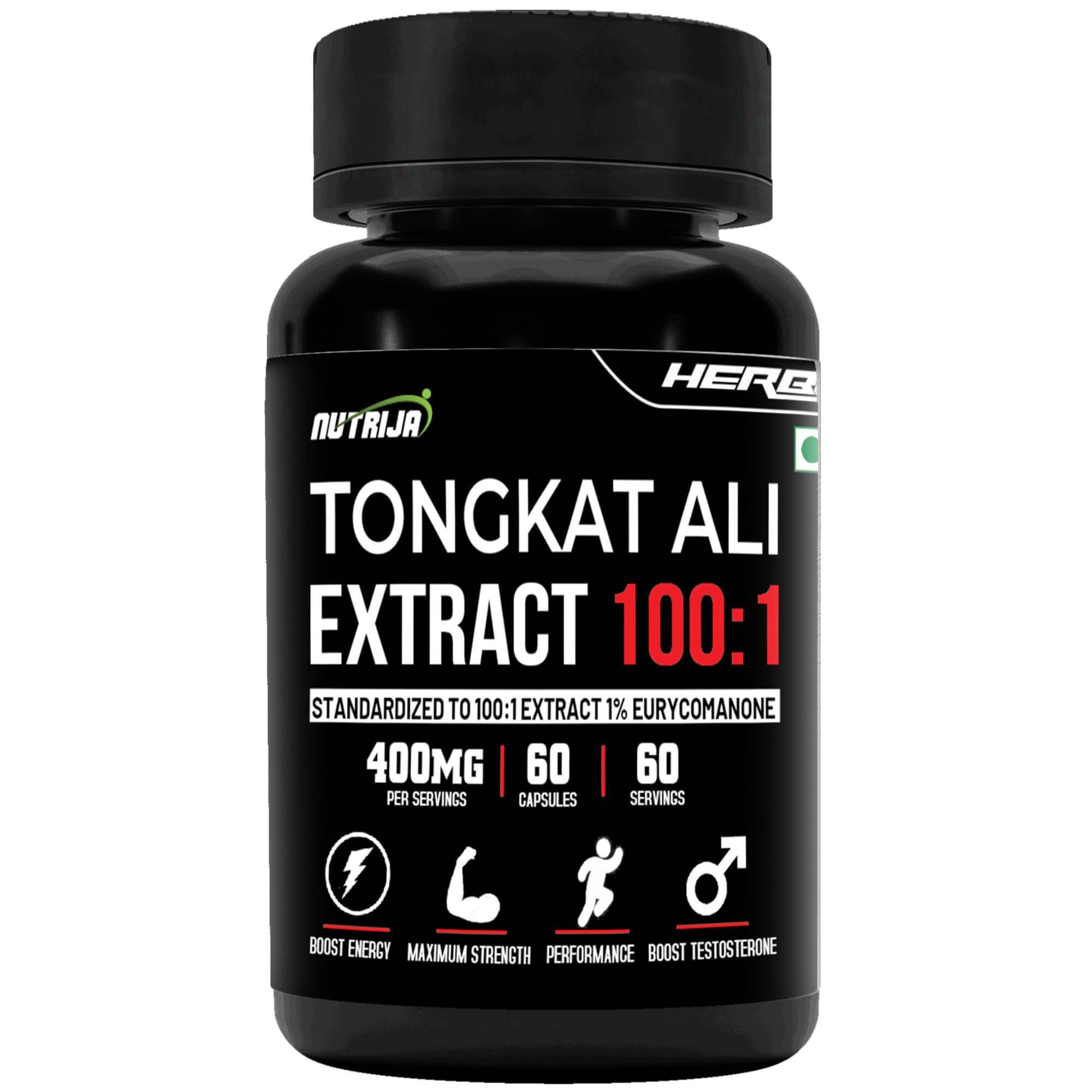 NutriJa Longjack 100:1 Extrakt 400 mg Kapslar | Standardiserat till 100:1 med aktiv 1 % Eurycomanon (60 kapslar)