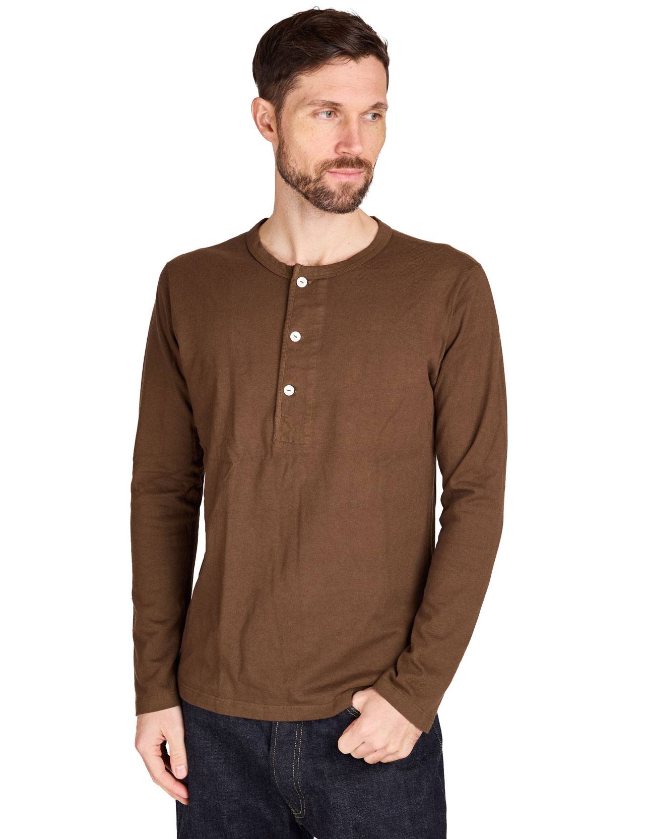 Freenote Cloth - 13 oz Long Sleeve Henley - Cedar, Freenote Cloth