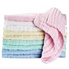 Baby muslin tvättlappar baby muslinblöjor spotthanddukar baby handdukar mjuka nyfödda baby ansiktsservetter absorberande pojke flicka dregelhaklapp baby 10 stycken 25 x 25 cm koo-dib haklapp baby