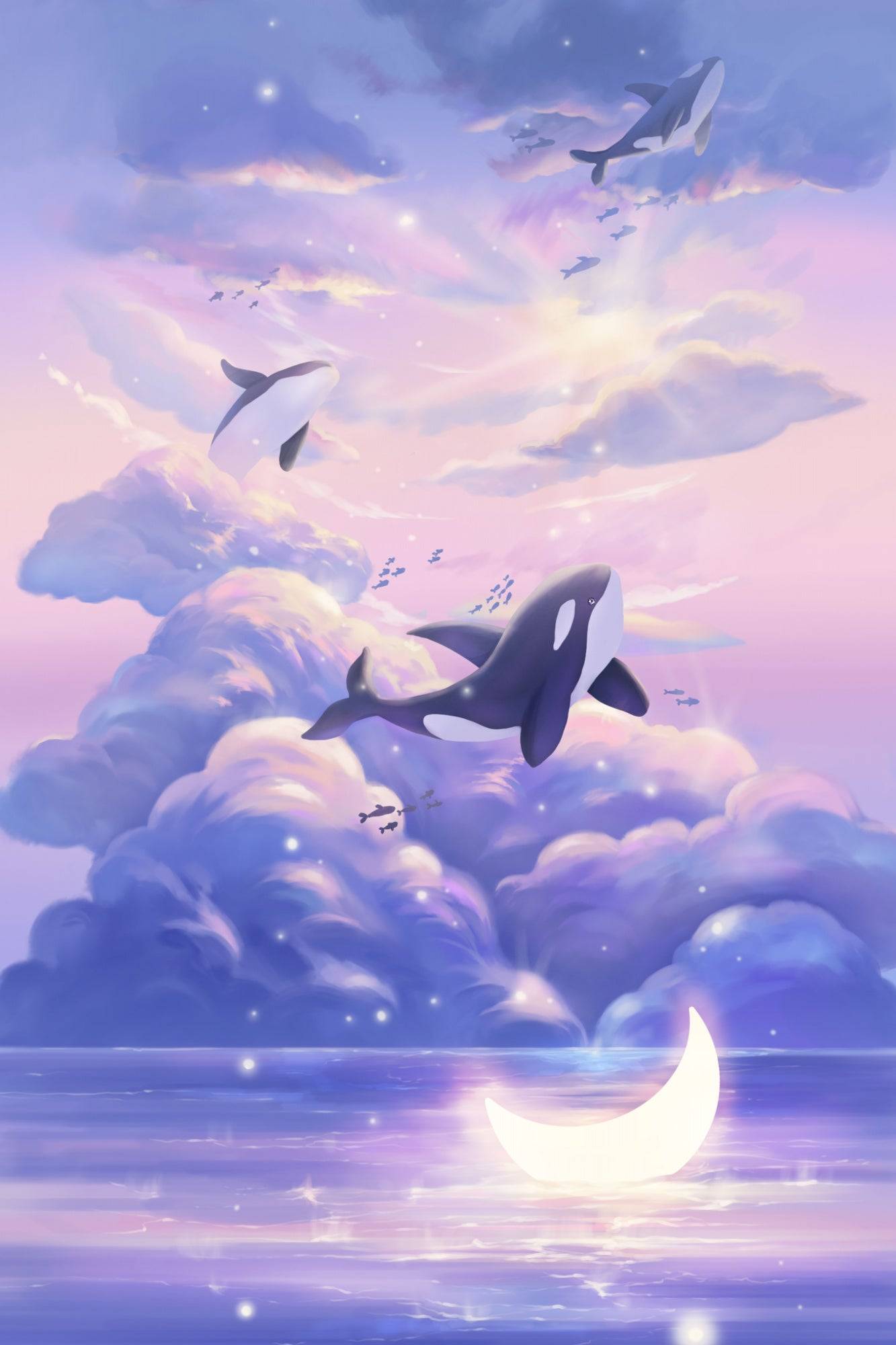 Fantasy Beautiful Whale Poster och Canvastavla - Canvas / 70x100 cm