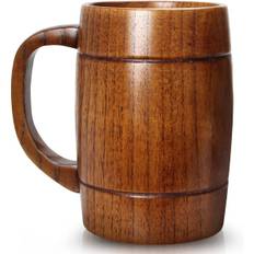 14 oz Stor Træ Ølkrus Bedste Træ Drikkekop Træ Tankard Ølglas Sten Te Kop Tønde Krus til Mænd Kvinder Kaffe Krus Gave Viking Krus
