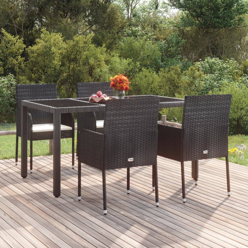 Havestole Med Hynder Polyrattan - 4 / Sort