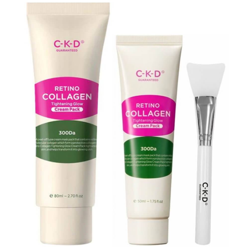 CKD Retino Collagen Uppstramande Glow Cream Pack 80ml/ 50ml + Borstset/ Återfuktande, Koreansk kosmetika, Kbeauty pink
