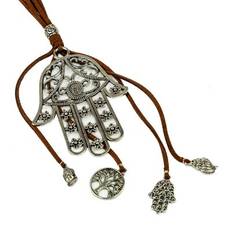 Halsband läderrem Fatimas hand brun