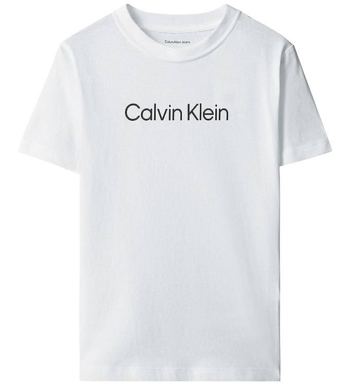 Calvin Klein T-shirt - MINUTTER Logo - Bright White m. Logo - Calvin Klein - 14 år (164) - T-shirt
