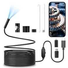 Endoskopkamera mit LED Licht, HOFENY 1920P HD Endoskop-Kamera Handy Kein WLAN Erforderlich, Inspektionskamera Kanal-Kamera, Endoskop Boreskope Kamera Wasserdicht Ip67 für Android & iOS, 16.4 ft / 5m