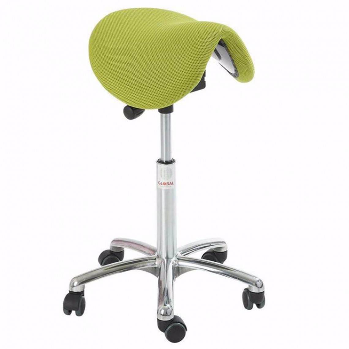 Sadelstol Dalton Alu50 uden ryglæn, stof, Farve Grøn, Sæde Vinkelbar (Easy seat).