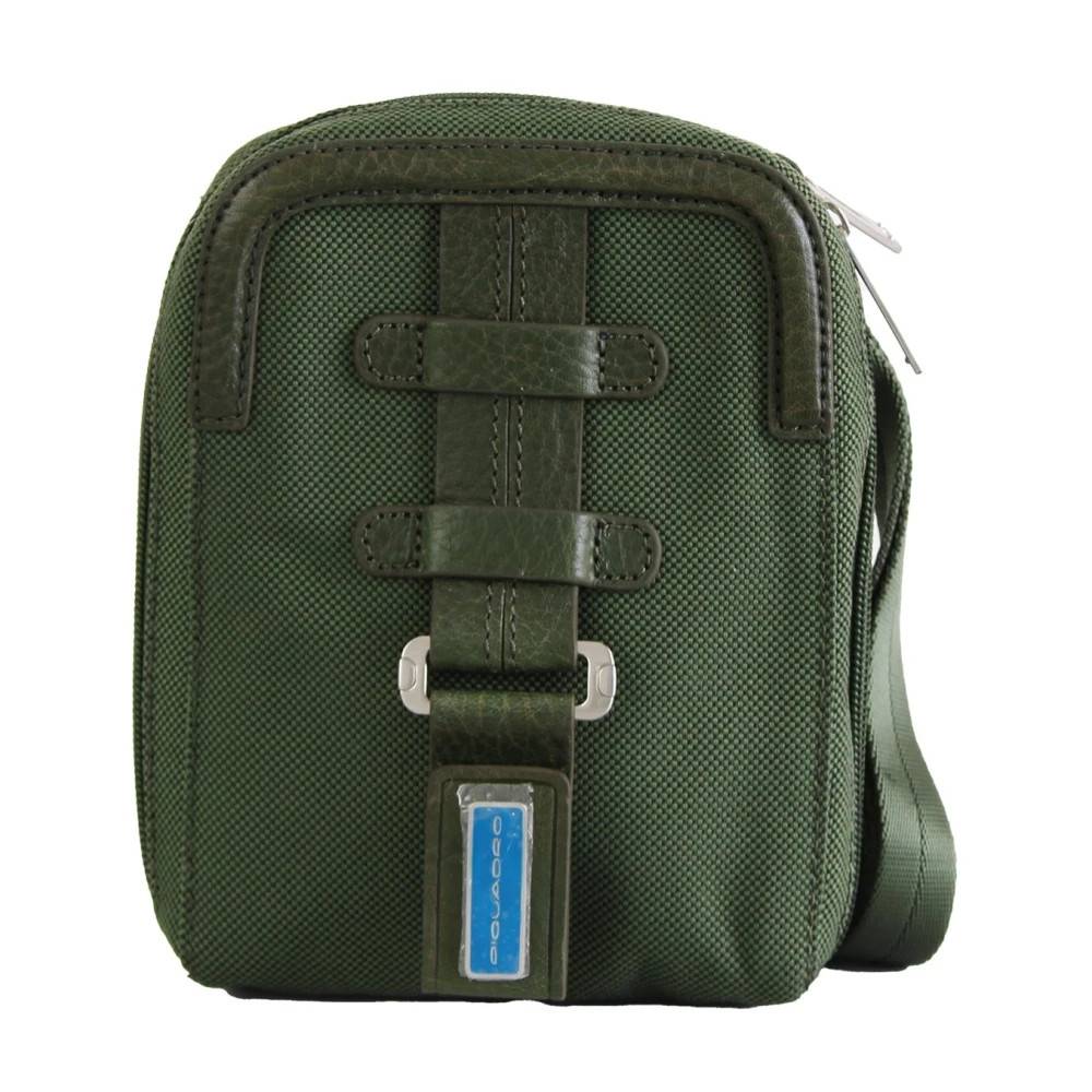 Piquadro Grøn Lille Crossbody Taske Genanvendte Materialer - Tasker - Herre - Grøn - ONE SIZE - Læder