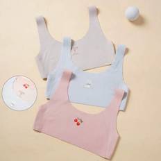 3st Tween Girls Bralette-set med breda band, med valp, kisse, körsbär och brevtryck - Multifärgad (9Y,10Y,11Y,12Y)