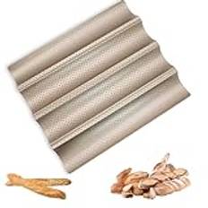 Cisolen Baguette bakplåt för 4 baguetter perforerade franska pinnar limpa bakformar panna baguette form nonstick franskt bröd bakform vågor fransk bröd panna matlagningsbricka form