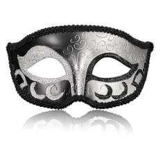 MYSEUNI 2025 ny silver svart manlig maskerad mask – retro venetiansk herr maskerad mask för cosplay halloweenfest Mardi Gras mascaradboll