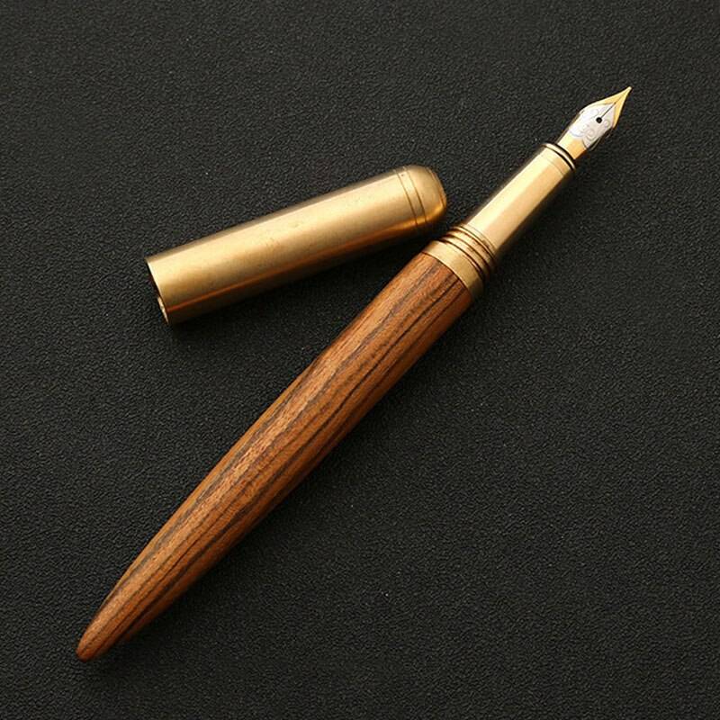 Lyxiga trä reservoarpennor trä metall skola kontor skriva bläck pennor nib 0.7mm brevpapper leveranser - Tigerved