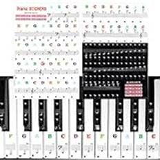 SAVITA Transparent Piano Stickers, Piano Keyboard Stickers for White & Black 88/61/54/49/3732 Key Piano Key Stickers Piano Stickers with Install Stick Piano Keyboard Stickers för Barn Nybörjare