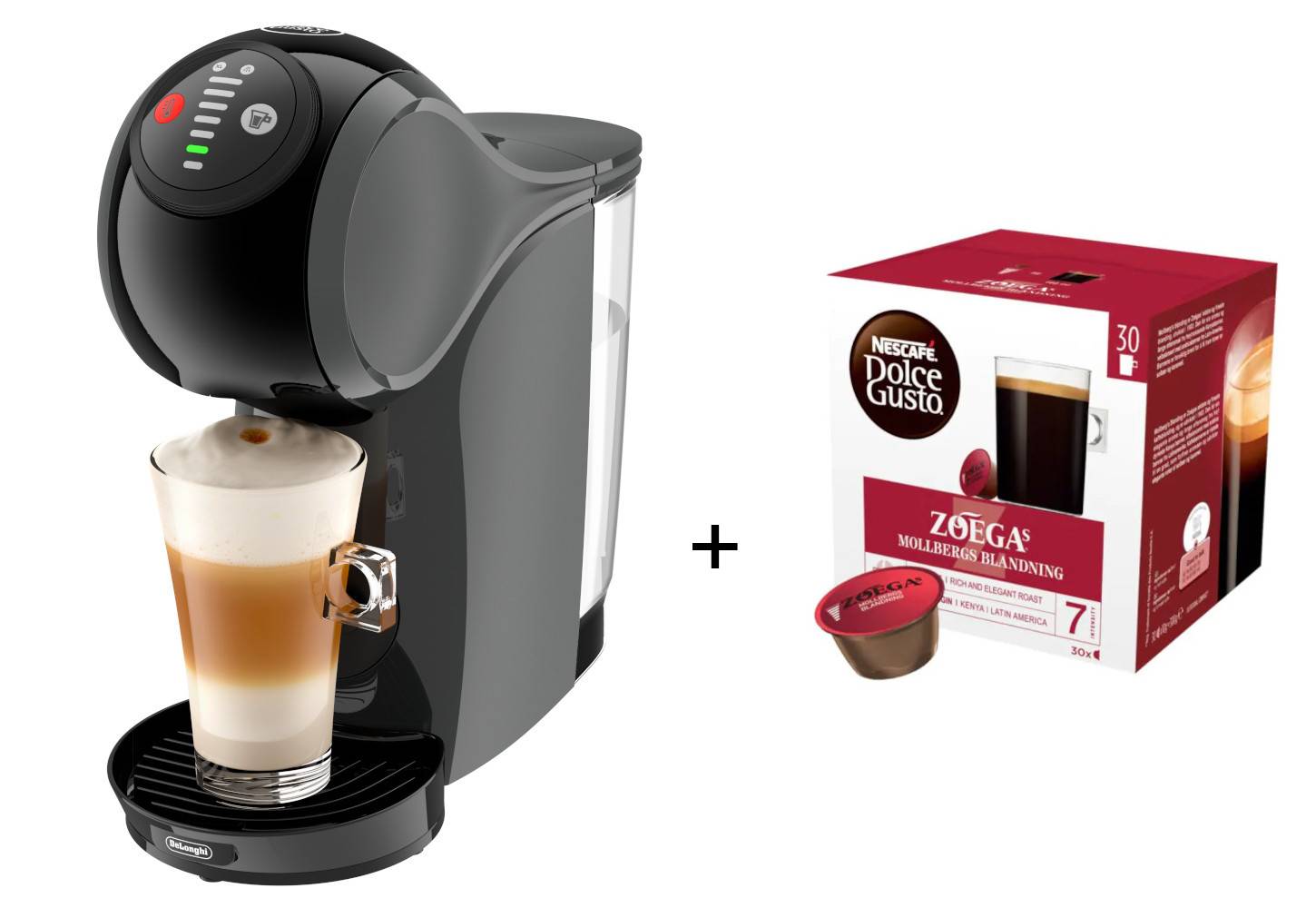 Kapselmaskin + kapslar paketerbjudande (Dolce Gusto Genio S och 30st Mollbergs kapslar)