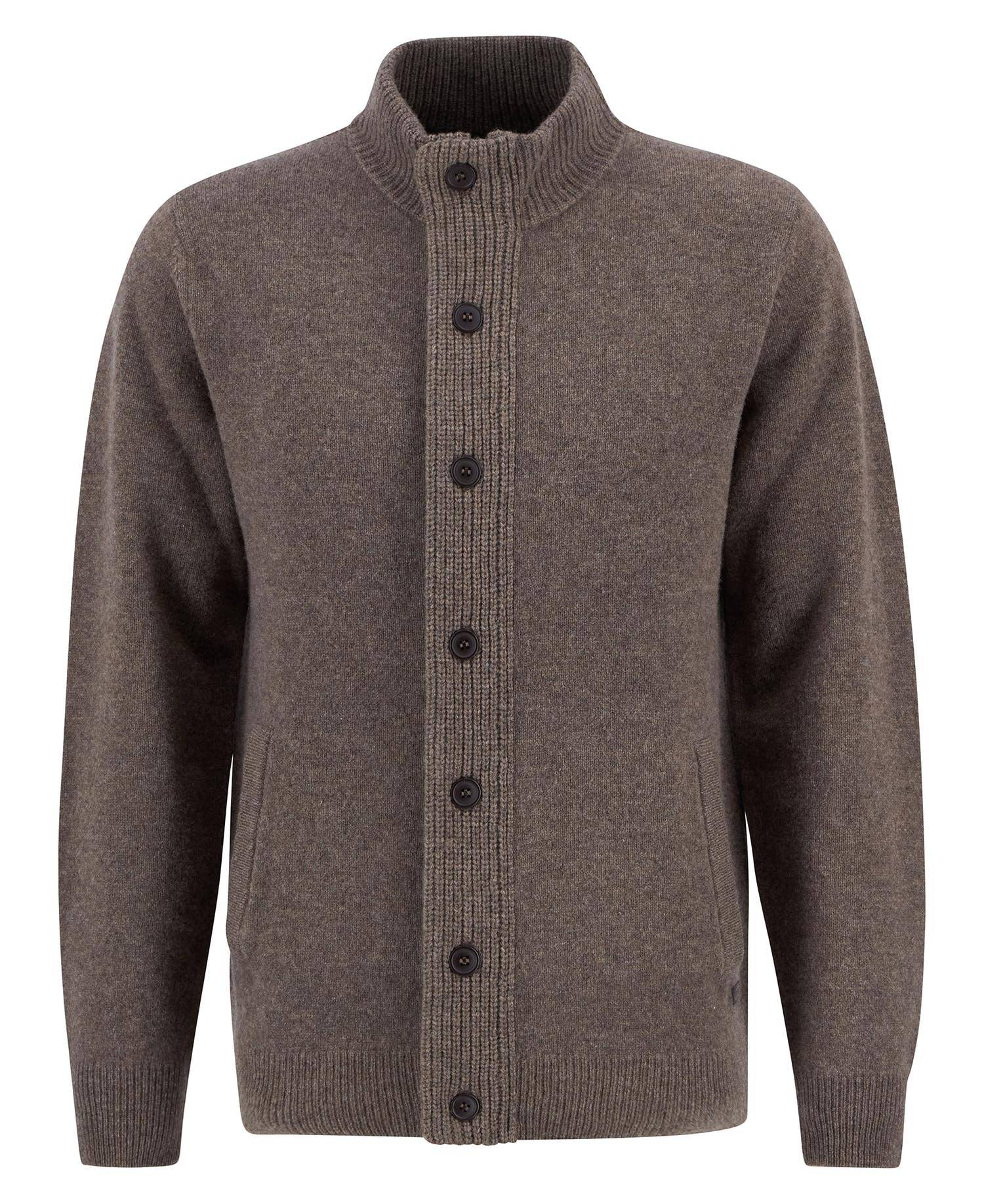 Barbour Essential Elbow-Patch Cardigan for Men, Dark Stone 3XL.