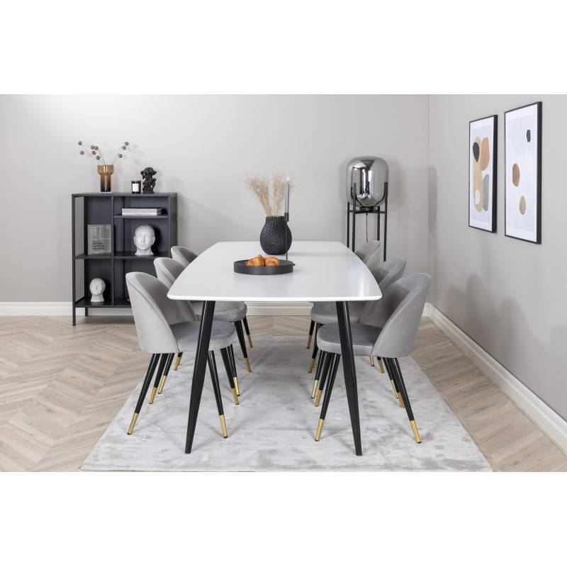 Spisebordssæt Polar spisebord 240 x 100 med 6 x Spisebordsstole i velour