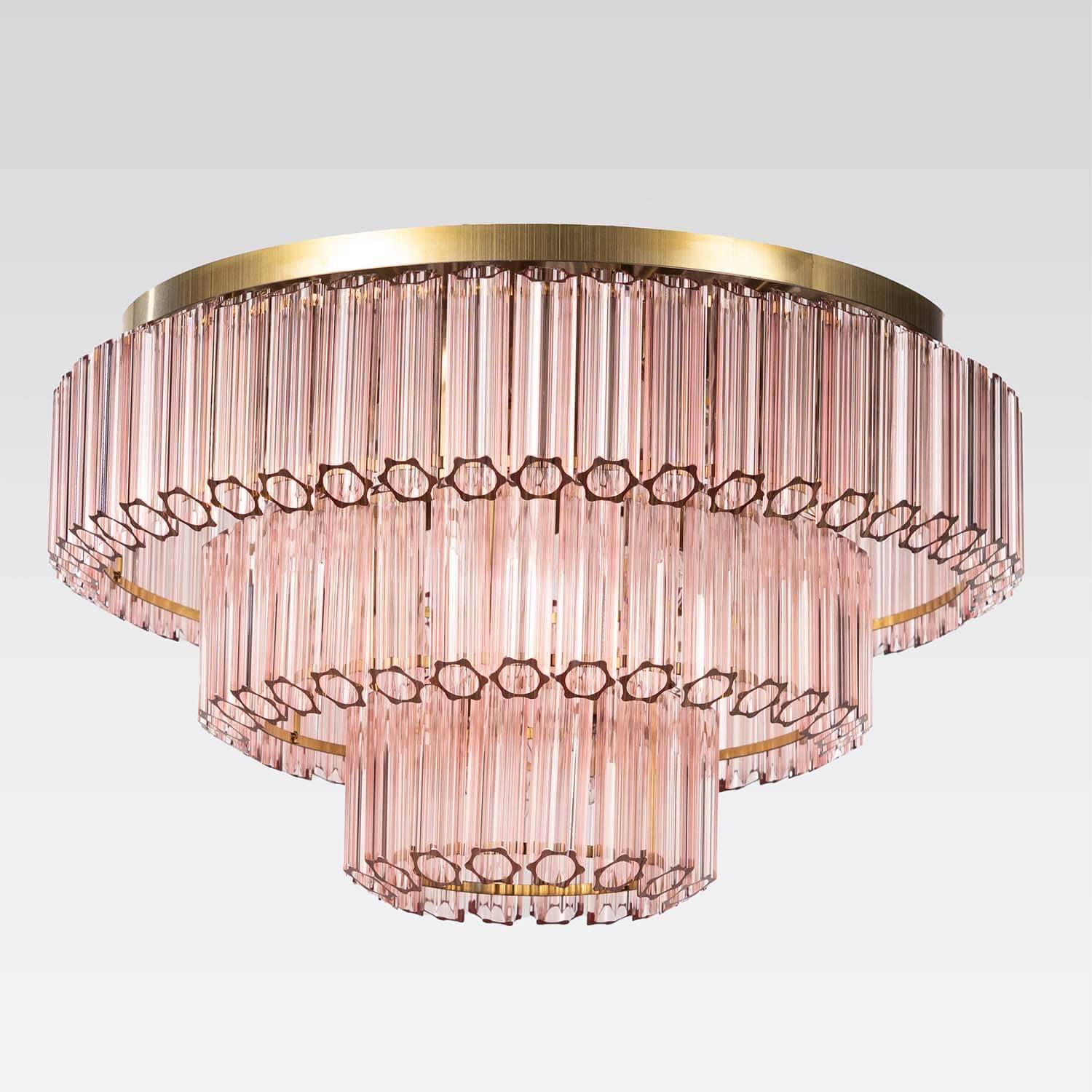 Kristallplafond 80cm Rosa/Mässing - Verona | Taklampa | Vesani