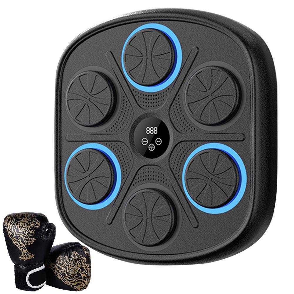 Smart Music Boxing Machine Wall Target Bluetooth LED Lighted Sandbag Relaxing Reaction Training Target Home Exercise Equipment with Adult Gloves