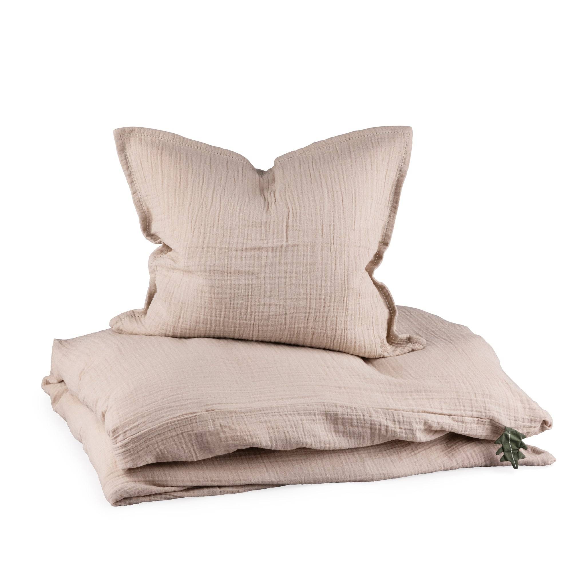 Musselin Junior Sengetøj (DE mål) - Sebra Sleep - Seabreeze beige