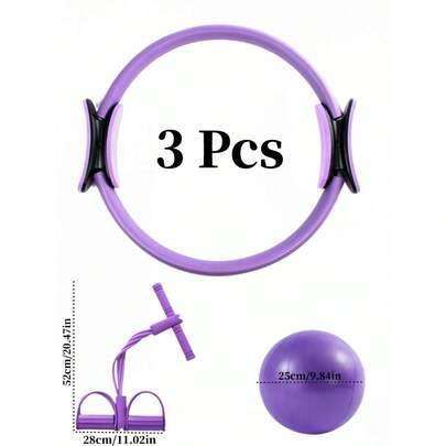 1 set/3 delar Pilatesset, Yogaset, Pilatesring, Motståndsband med 6 rör (för knäböj och stretching), Pilatesboll, Oumbärligt Pilatesset, Träningsutrus - Flera specifikationer (Multi-size)