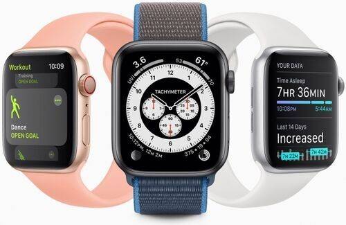 Apple Watch Series 6 Aluminium 44 mm (2020) | GPS + Cellular | rymdgrå | Sportband vit