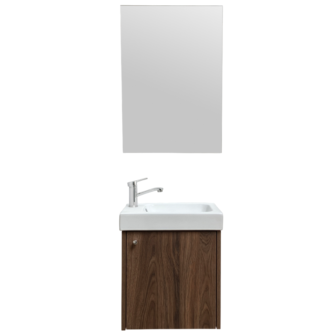 Scanbad Møbelsæt 40 cm i brun eg med micro menuet porcelænsvask og spejl