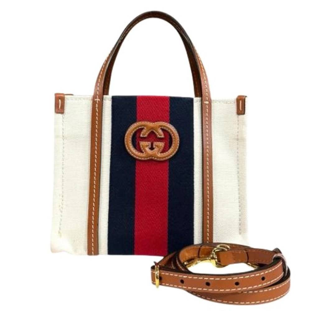 Gucci Vintage Pre-owned Canvas Tote Bag - Vintage - Dame - Rød - ONE SIZE - Uld