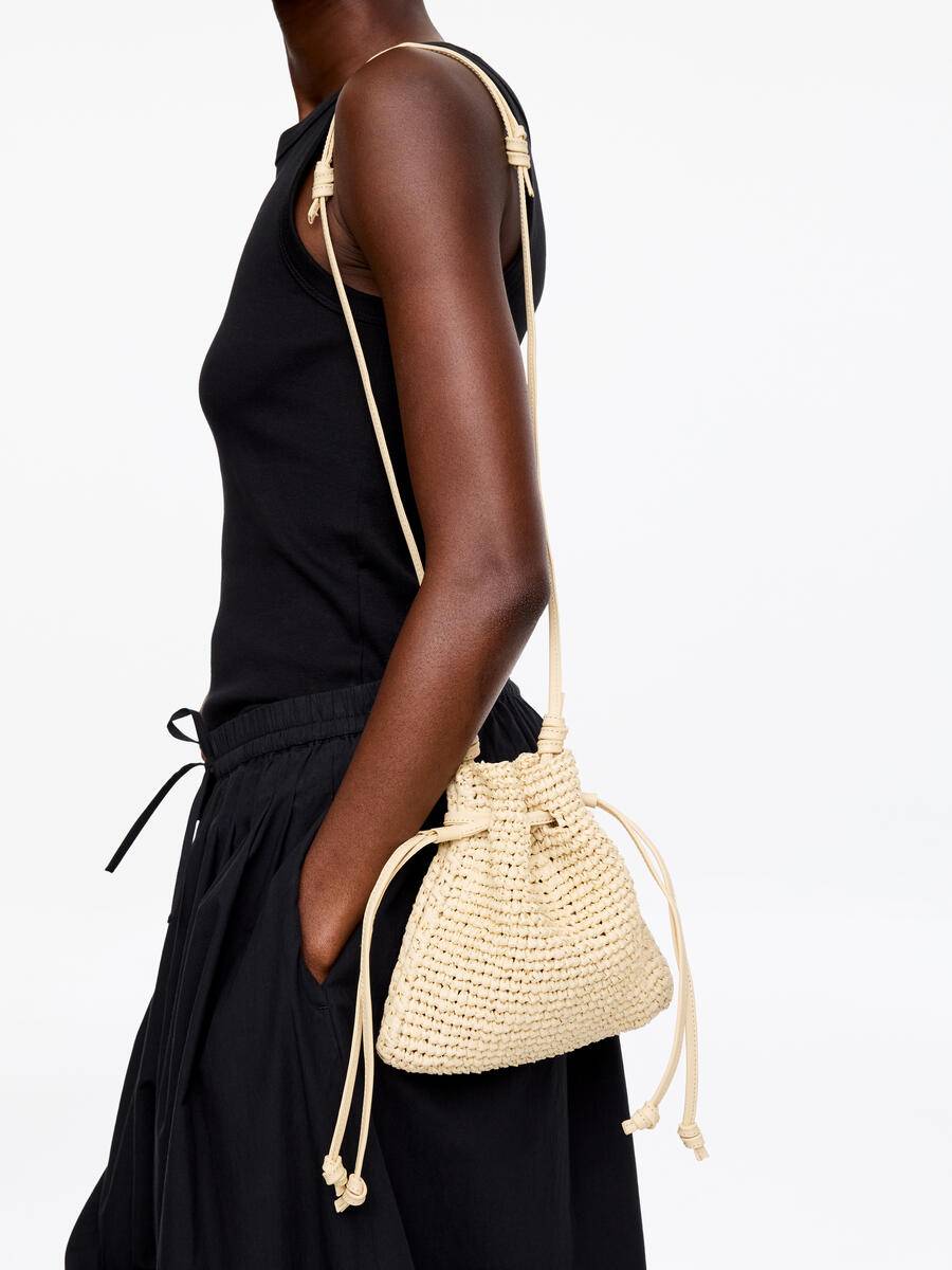 ARKET Woven Straw Pouch -Beige, ONESIZE
