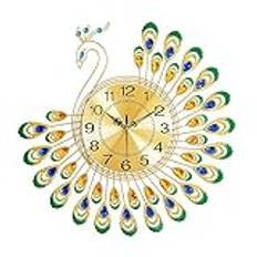 wall clock Väggklocka Dekor Modern 3D Påfågelform Väggklocka Stor järn Icke tickande Tyst klocka för vardagsrum Sovrum Hem Väggkonstdekoration 38 * 38cm wall clock