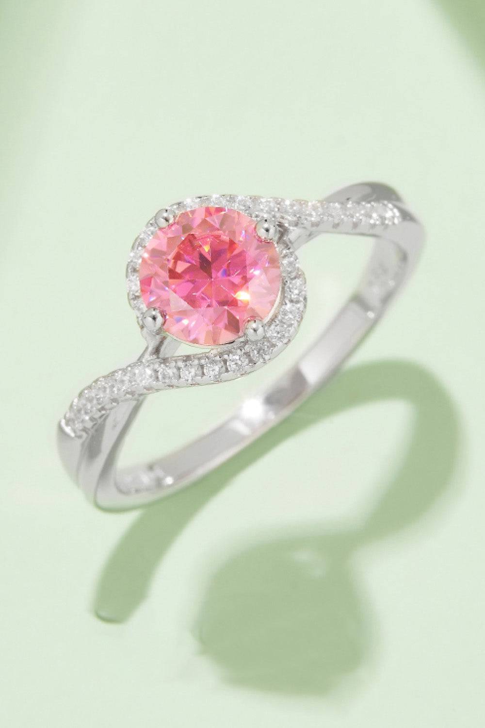 1 Carat Moissanite Contrast Lab-grown Diamond 1pc Ring 925 Sterling Silver - Hot Pink / 6 (6)