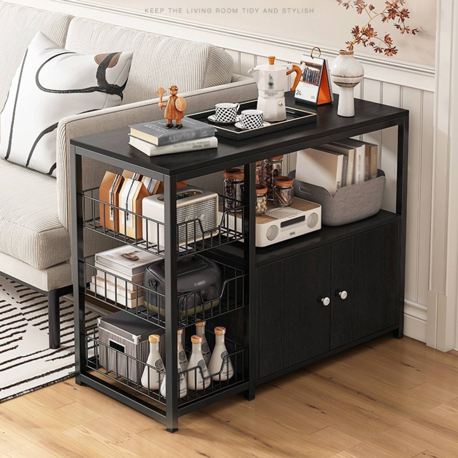 Storage Shelves, 3-tier Kitchen Shelves With 3 Wire Baskets, Kitchen Organizers And Storage, Metal Shelf Rack For Garage, Pantry, Bathroom, Closet, House Warming Gifts , Utility Shelves