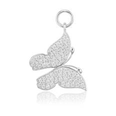 Sif Jakobs Jewellery, Tilbehør, Dame, Grå, ONE SIZE, Sommerfugl Hoop Charm Vedhæng Sølv Zirkon