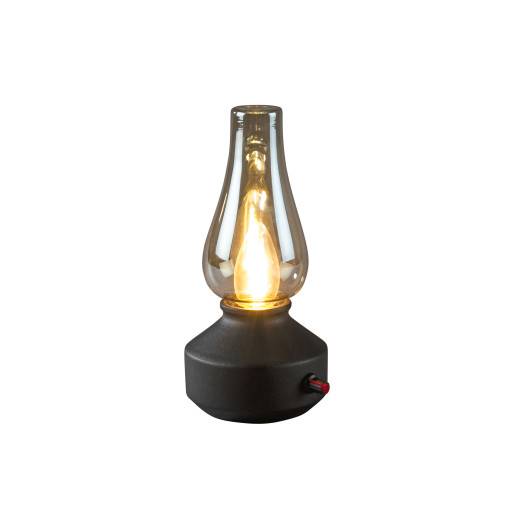 Konstsmide genopladelig "olie"lampe, sort
