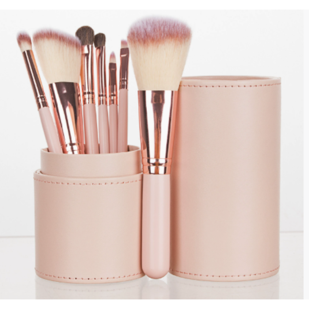 Rejse makeup-sæt med pensler, fejlfri finish med luksusdesignede håndtag til kvinder (7 stk.)