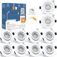 wowatt LED-downlight dimbar infälld tak, 5,5 W LED-taklampa, 2 800 K, varmvit, 600 lm, IP44, infälld LED-spotlight, inomhus, tak, extra rund 68 mm, vridbar, 230 V för badrum