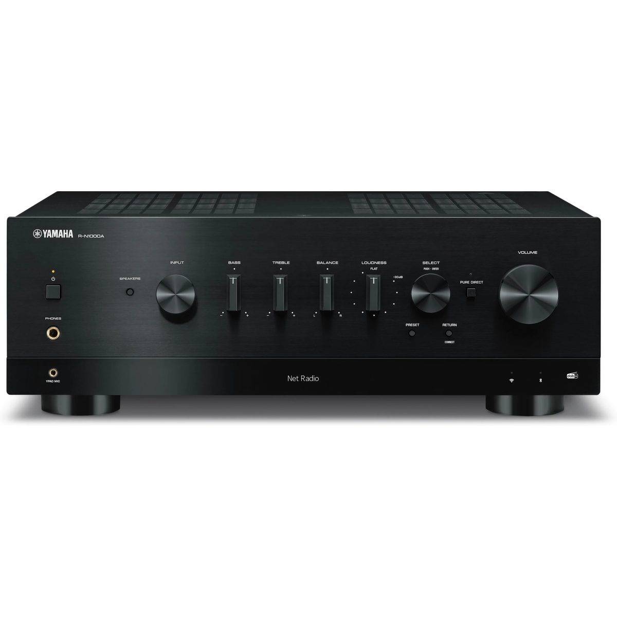 Yamaha R-N1000A svart - Stereo integrerad transistorförstärkare, Deezer, Tidal, Spotify, Qobuz, Amazon Music, Apple Music, AM/FM-mottagare