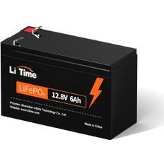 LiTime 12V 6Ah LiFePO4 Batterie, 76,8W wiederaufladbare Lithium-Batterie mit 6A BMS, 4000+ tiefen Zyklen, geringe Selbstentladung, für Fischfinder, LED-Licht, Überwachungskamera, Spielzeug, Camping