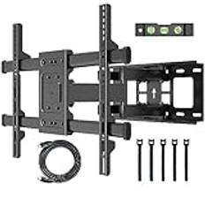 BONTEC TV Väggfäste för 32–84 tum LED LCD Platt och Böjd skärm, Full Motion Swivel och Tilt Väggfäste TV, Kraftiga Dubbla Armar Upp Till 60kg Lastkapacitet, Max VESA 600x400mm, Inkluderar Kabelband