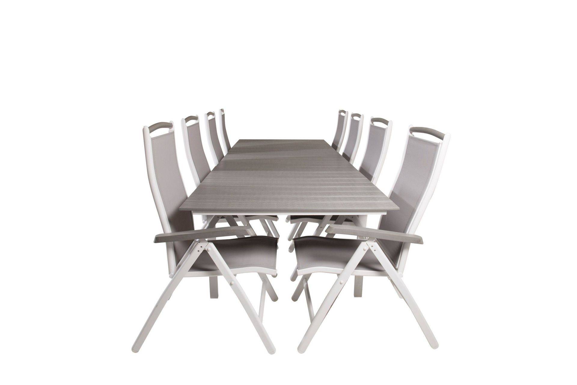 Venture Home Levels Förlängningsbar Matgrupp Utomhus 224cm + 8 Albany Stolar - Grå/Vit utomhus Vit,Grå