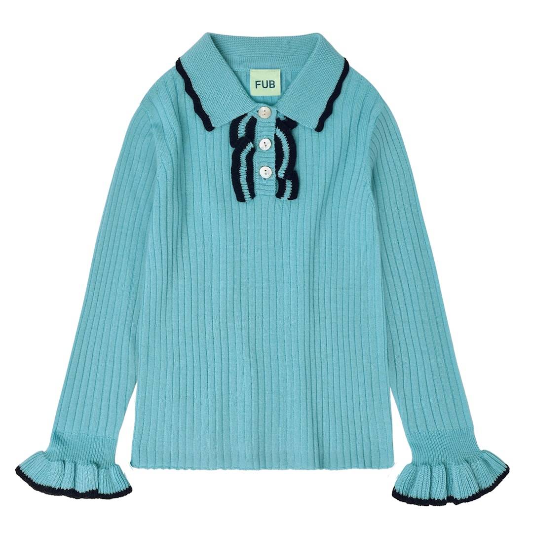 FUB Frill Polo Aqua Aqua-130 cm Wool Blå 130 cm Flickor