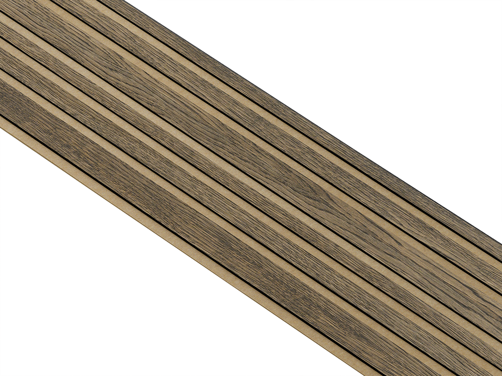 I-Wood Basic Mixed listebredde paneler, i sort kerne, Sort oliering - mål 17 x 300 x 2780 mm.