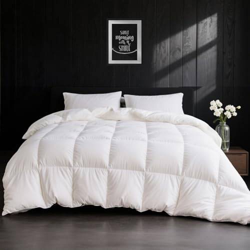 APSMILE Daunendecke 155x220 Ganzjahres Bettdecke 155x220 Hohe Flauschigkeit Gänsedaunen und Federn, 100% Ägyptische Baumwolle, Allergiker Natur Duvet RDS Zertifiziert für Tierwoh