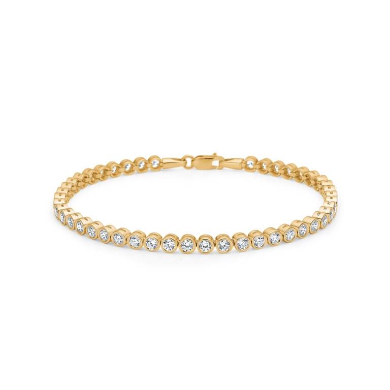 Mads Z "Tennis" armbånd 8 kt. guld m. zirkonia (16,5 - 19 cm)